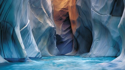 The marble caves chile blue water caverns swirling patterns geological wonder - obrazy, fototapety, plakaty