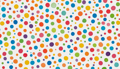 Colorful polka dots in the center of white background colorful background