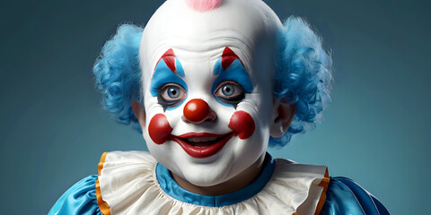 portrait of a clown boy with a mask.