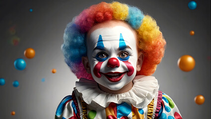 portrait of a clown boy with a mask.