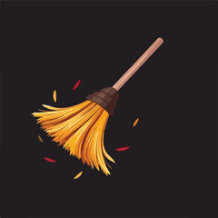 Crossed broom icon of cleaner vector element design - obrazy, fototapety, plakaty