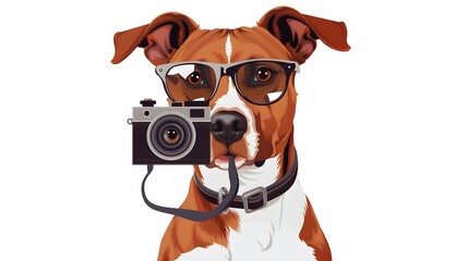 selfie dog vector - obrazy, fototapety, plakaty