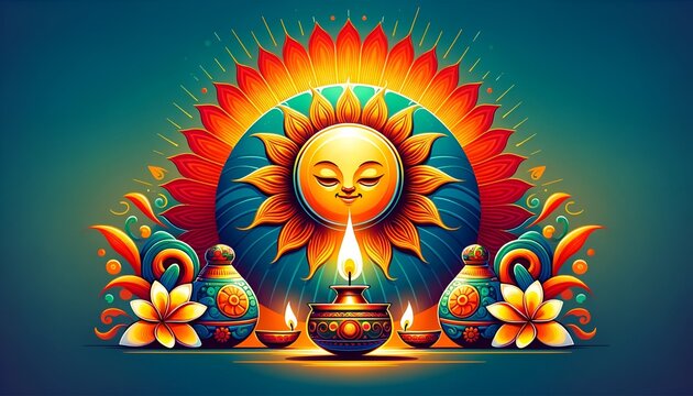 Illustration of a sinhala new year celebration.