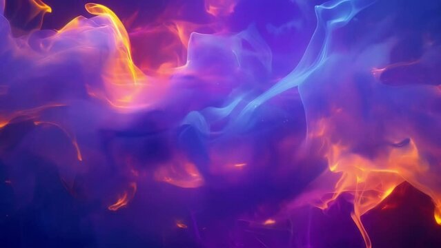 Golden streaks of light dance amidst a vibrant cloud of blue and purple smoke evoking a sense of magic and wonder.