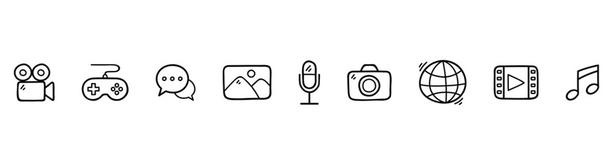 Doodle Multimedia Icons Set.eps