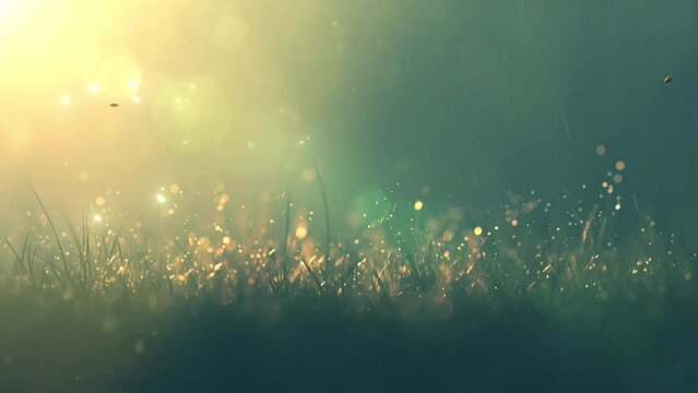  meadow clearing ladybug hovering subtle aura swaying. seamless looping overlay 4k virtual video animation background