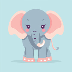 Cute elephant vector illustration. Flat design. 