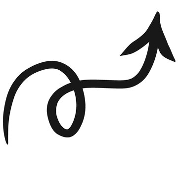 Hand drawn arrow transparent background, Brushstroke arrow design element. 