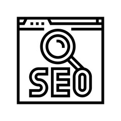 seo search engine optimization line icon vector. seo search engine optimization sign. isolated contour symbol black illustration