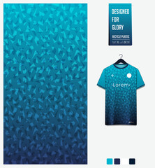 Fabric textile pattern design for soccer jersey, football kit, sport t-shirt mockup for football club. Uniform front view. Geometric pattern for sport background. Fabric pattern. Vector Illustration