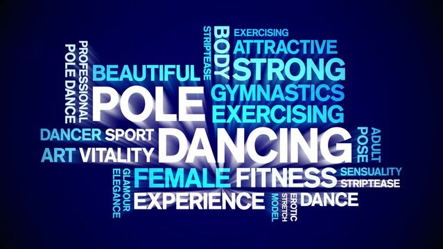 Pole Dancing animated word cloud;text design animation tag kinetic typography seamless loop.