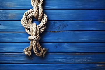 Fototapeta na wymiar Rope on a wooden background. Rope tied in a knot