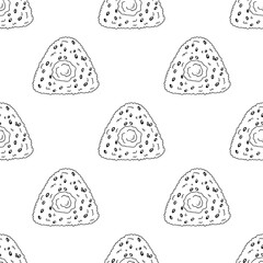 Seamless pattern with onigiri for decorative print, wrapping paper, menu, wallpaper and fabric