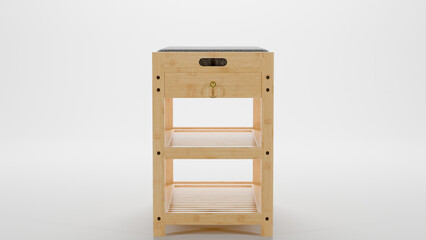 Bamboo padded hallway shoe rack seat bench with storage drawers premium photo 3d render