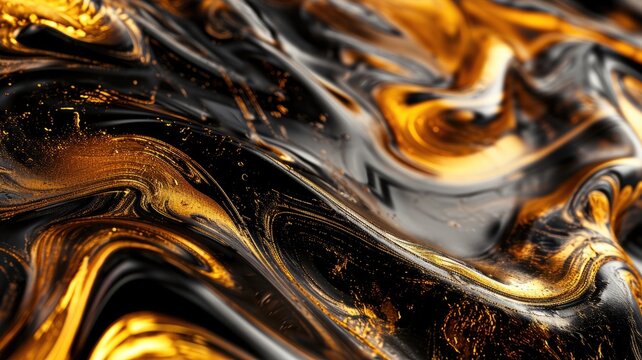 The abstract picture of the two colours between gold and black colour that has been mixing with each other in the form of the ink or liquid to become beautifully view of this abstract picture. AIGX01.