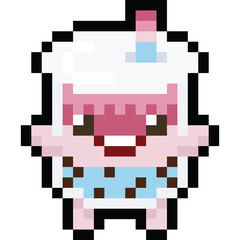Pixel art cartoon bubble tea character 