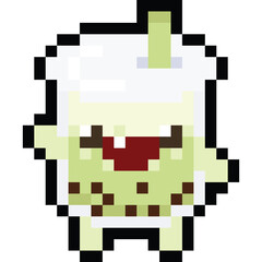 Pixel art cartoon bubble tea character 3