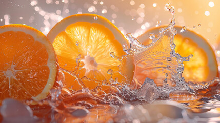 Orange Slices & Sunrise Splash - obrazy, fototapety, plakaty