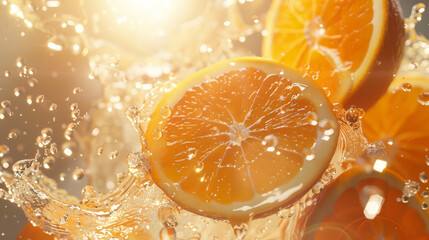 Orange Slices & Sunrise Splash - obrazy, fototapety, plakaty