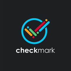 modern colorful checkmark logo icon vector template on dark background © DOMHOUZE