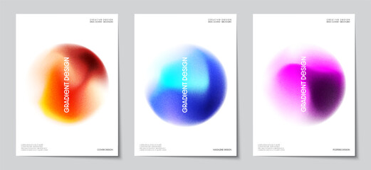 Circle blurred gradient bright colorful abstract background set. Multi-color design graphic template.