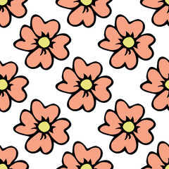 Summer seamless pattern with flowers doodle for decorative print, wrapping paper, greeting cards, wallpaper and fabric