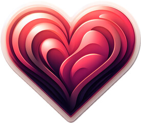 Red Heart & Symbol, Love Valentine's Day Sticker 3D art