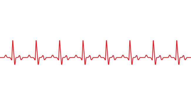Red heartbeat line. Pulse trace