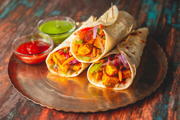 selective focus of Indian food 