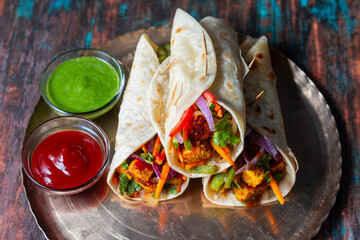 selective focus of Indian food 