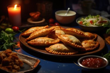 Empanadas with meat, seasoned with sauce