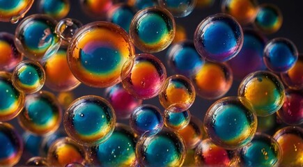 Colored soap bubbles, close-up. Background