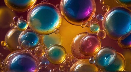 Colored soap bubbles, close-up. Background