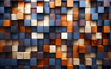 volumetric square sections of wood of different colors. abstract background geometric texture - 767614466