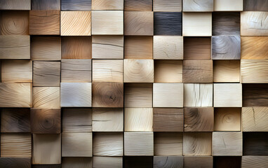 volumetric square sections of wood of different colors. abstract background geometric texture - 767614495