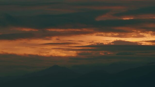 Beautiful Sunset Scenery On The Top Of The Mountain. Sunset Over Mountains.