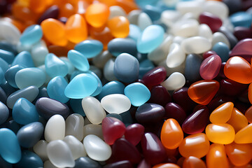set of different types of colored sweet candies in the form of sea stones - 767615085