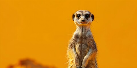 Vigilant Meerkat Desert Sentinel Keeping Watchful Eye on Surroundings in Copy Space