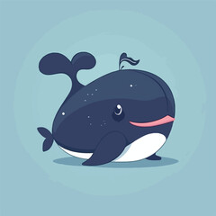 Cute little whale vector illustration. Flat design