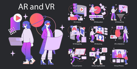 AR and VR set. Vector illustration.