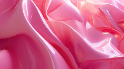 Pink silk fabric texture with smooth waves and glossy highlights.