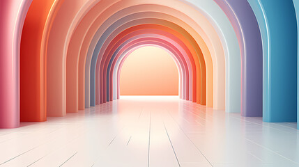 Product display presentation on colorful geometric shapes background