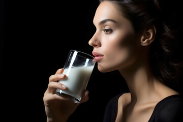 beautiful young woman with a glass of milk in her hands. healthy and healthy drinks