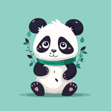Cute panda bear vector illustration. Flat design. 