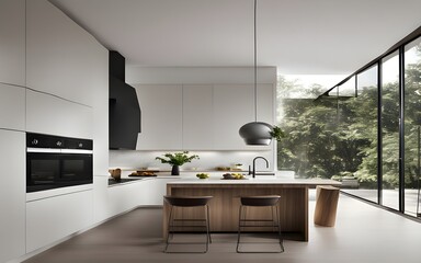 modern kitchen interior with kitchen
