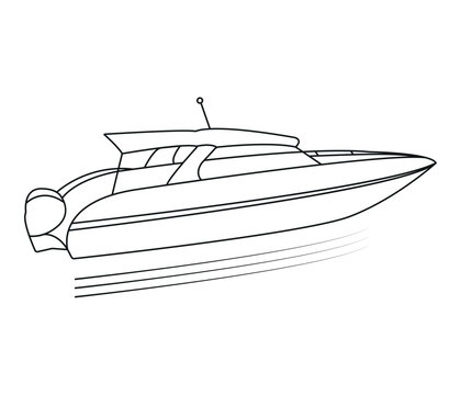 recommend clip art: Continuous one line drawing of Yacht Boat line art drawing vector illustration Luxury boat hand drawn