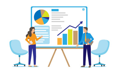 Businessman presentation about project strategy infographic.