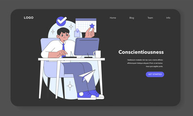 Conscientiousness aspect of the Big Five Personality. Flat vector illustration. - obrazy, fototapety, plakaty