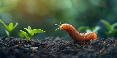 Worm Aerating Soil Underground Enriching the Earth with Its Tunneling Movements and Decomposing Functions