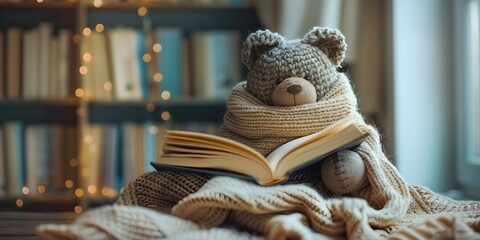 Cozy Blanket Wrapped Around a Good Book Moments of Comfort and Quiet Reflection in a Cozy Home Setting